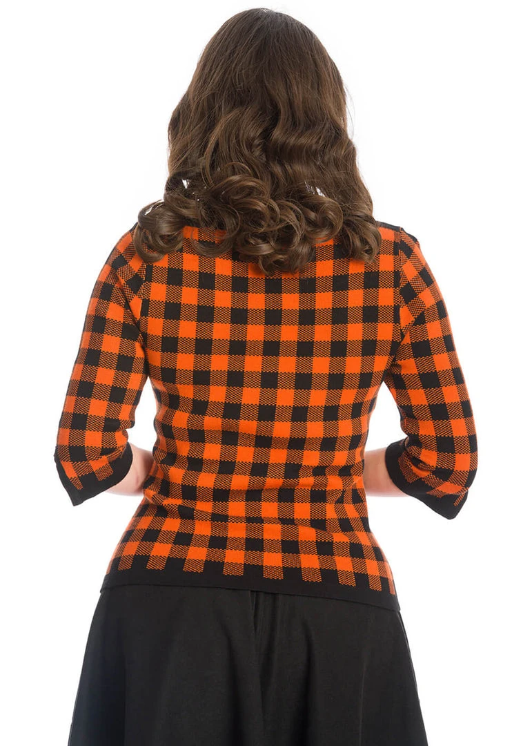 Banned Houndstooth 60's Jumper Orange Color