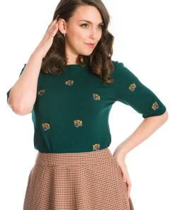 Banned Camera Snap 50's Jumper Green New In