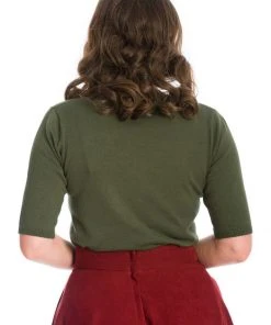 Banned Holly Cat Christmas 50's Jumper Green New In