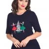 New In Banned Vintage Holiday 40's Jumper Navy Blue