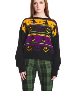 New In Banned Pumpkin 50's Jumper Black