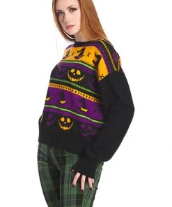 New In Banned Pumpkin 50's Jumper Black