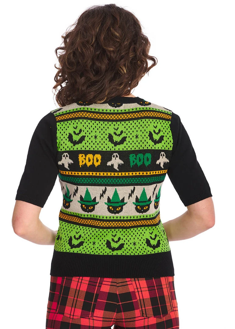 Banned Spooky Boo 50's Jumper Black New In