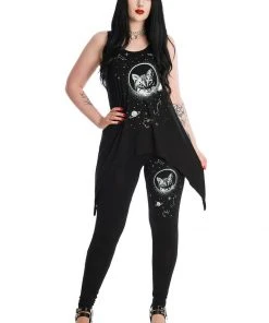 New In Banned Space Cat Leggings Black