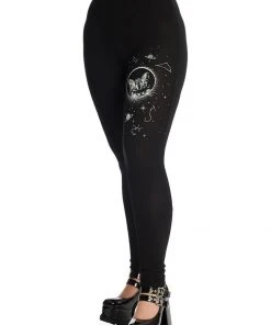 New In Banned Space Cat Leggings Black