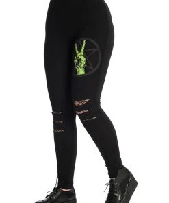 New In Banned Zombie Hand Leggings Black