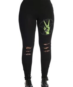 New In Banned Zombie Hand Leggings Black