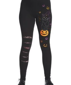 New In Banned Spell On Me Cat Leggings Black