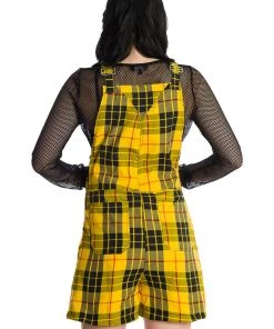 Banned Lifes Too Short Tartan Playsuit Yellow