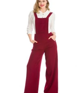 New In Banned Day Dreaming 40's Dungarees Burgundy