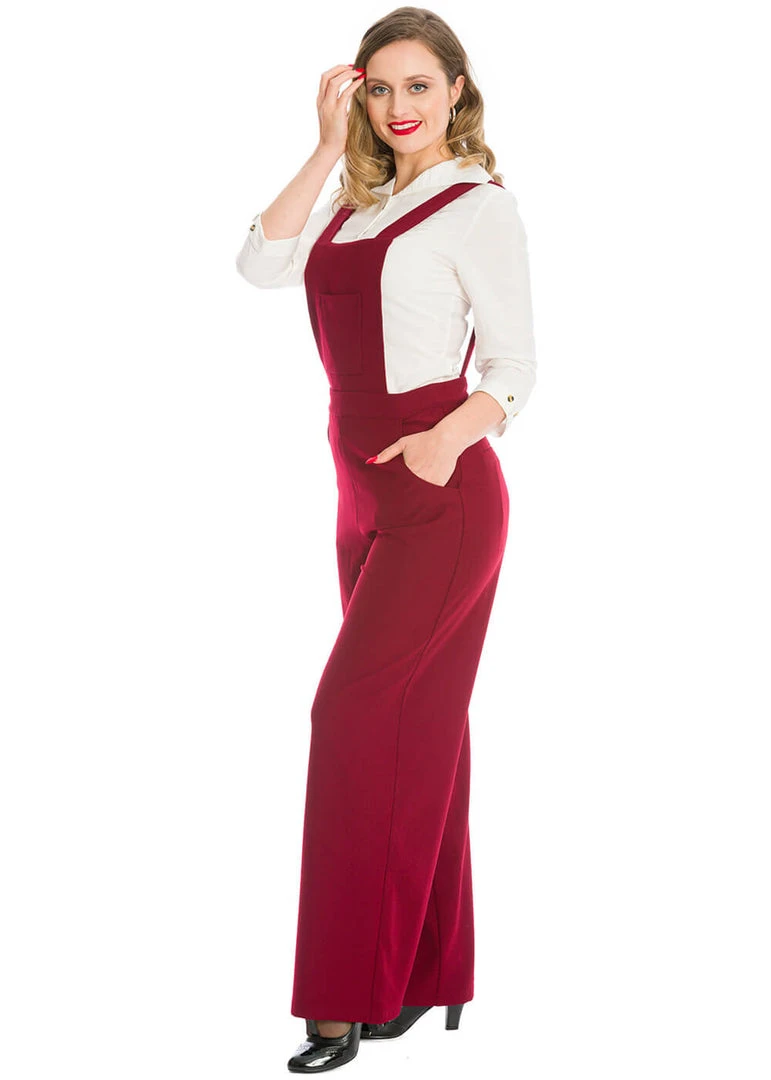New In Banned Day Dreaming 40's Dungarees Burgundy