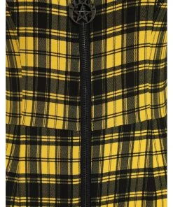 Banned Lenore Tartan 80's Jumpsuit Yellow New In