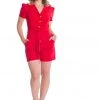 New In Banned Women Rule 50's Playsuit Red