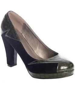 Banned Bloom At Night 60's Pumps Green Black New In