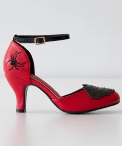 Banned Femme Fatale Spiderweb 50's Pumps Red