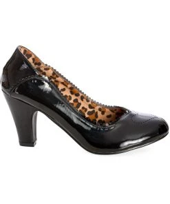 Banned Bettylou Heart 50's Patent Heels Black