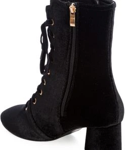 Banned It Takes Two Velvet 60's Boots Black