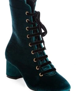 Banned It Takes Two Velvet 60's Boots Blue New In