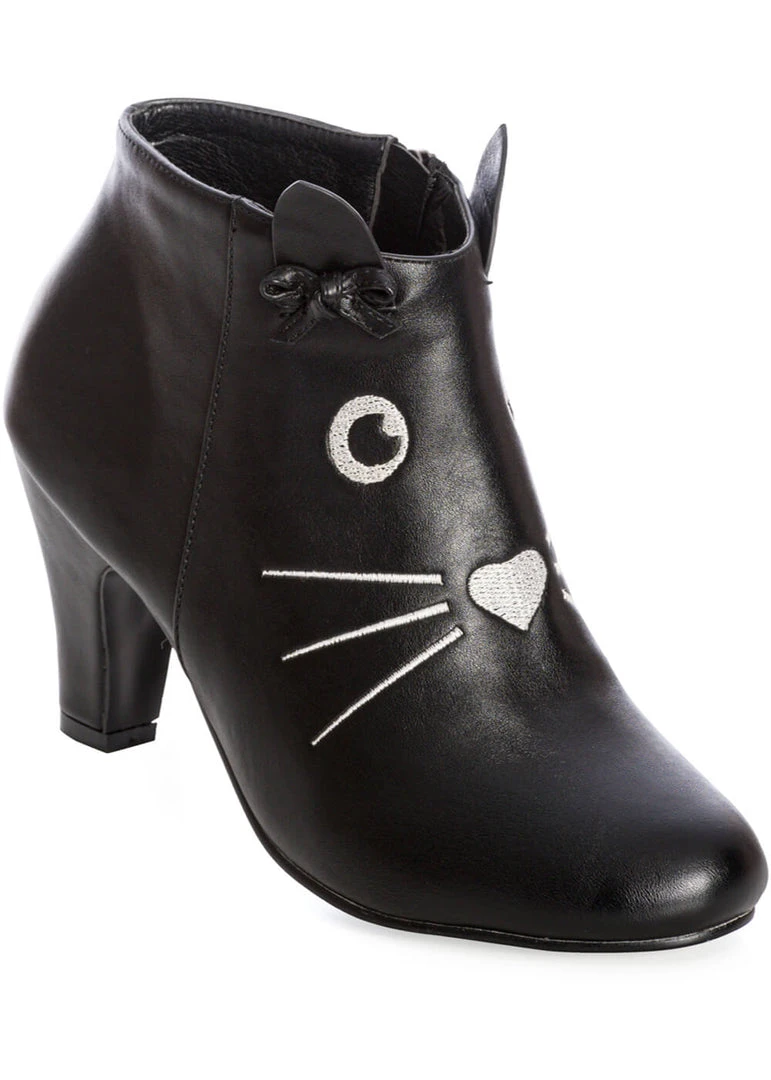 Banned Wild Thing Cat 50's Ankle Boots Black