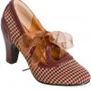 New In Banned Uptown Girl Check 40's Pumps Brown