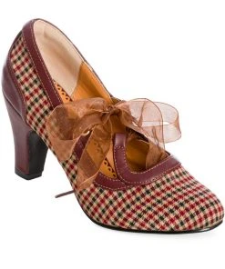 New In Banned Uptown Girl Check 40's Pumps Brown