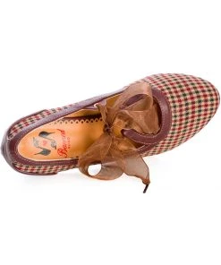 New In Banned Uptown Girl Check 40's Pumps Brown