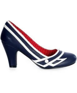 New In Banned Nautical Kelly Lee Sailor 50's Pumps Navyblue