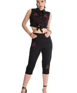Banned Death By Skull Cherry 50's Blouse Black