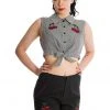 Banned Cherry Skull Up 50's Blouse Black New In
