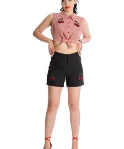 Banned Cherry Skull Up 50's Blouse Red New In