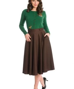 Banned Di Di 40's Swing Skirt Brown