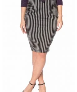 Banned Line Up 50's Pencil Skirt Black Grey