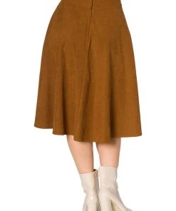 New In Banned Sophicated 50's Swing Skirt Brown