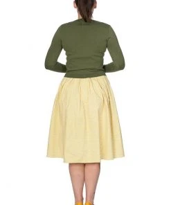 New In Banned Preppy Gingham 50's Swing Skirt Yellow