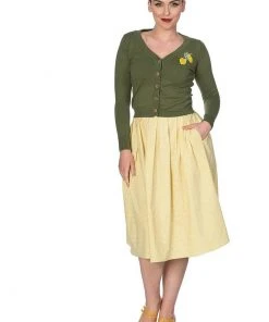 New In Banned Preppy Gingham 50's Swing Skirt Yellow