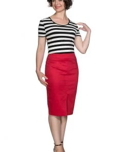 New In Banned Love Me Every Day 50's Pencil Skirt Red