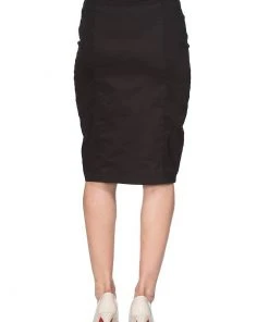 New In Banned Button Down 50's Pencil Skirt Black