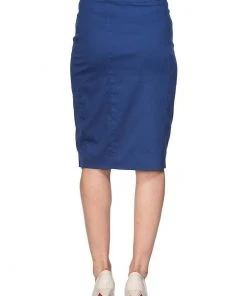 New In Banned Button Down 50's Pencil Skirt Navy