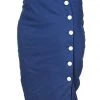 New In Banned Button Down 50's Pencil Skirt Navy