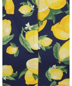 New In Banned Lemon 50's Pencil Skirt Navy