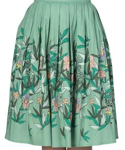 New In Banned Oriental Tiger 40's Swing Skirt Mint