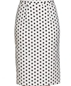 Banned Polkadot Frill 50's Pencil Skirt White New In