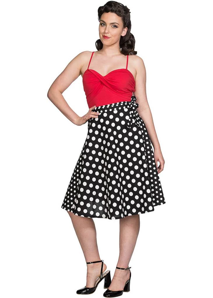 Banned Polka Mix 50's Wrap Swing Skirt Black New In