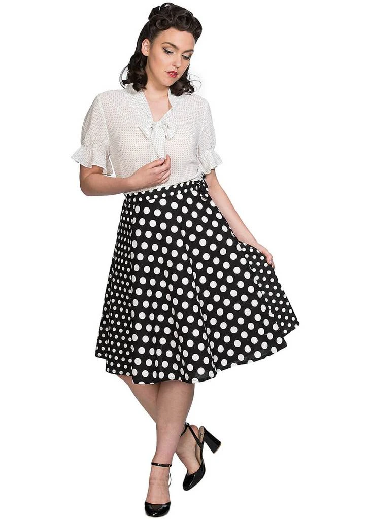 Banned Polka Mix 50's Wrap Swing Skirt Black New In