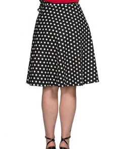 Banned Polka Mix 50's Wrap Swing Skirt Black New In