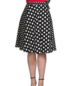 Banned Polka Mix 50's Wrap Swing Skirt Black New In