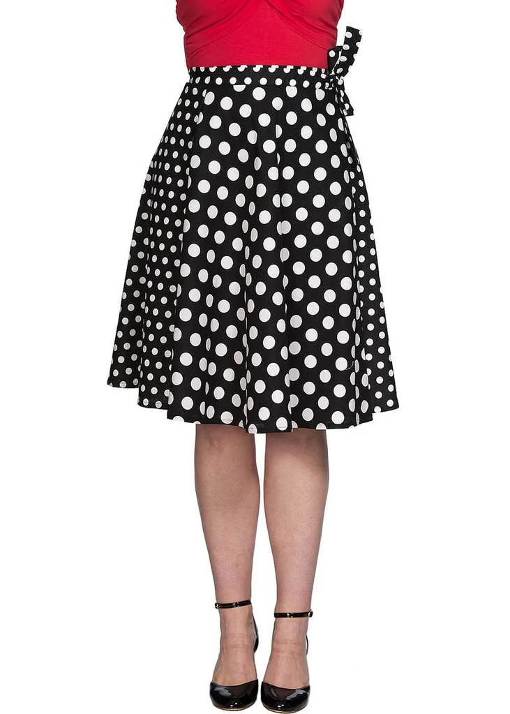 Banned Polka Mix 50's Wrap Swing Skirt Black New In
