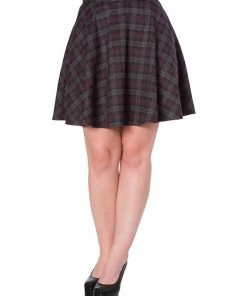 New In Banned Rock Check 60's Skirt Purple