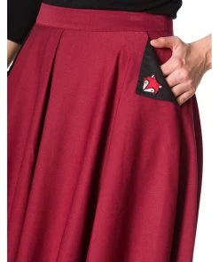 Banned Foxy 40's Swing Skirt Burgundy New In