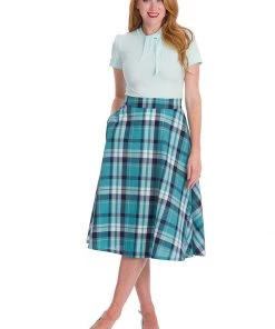 Banned Treat Me Tartan 50's Swing Skirt Mint